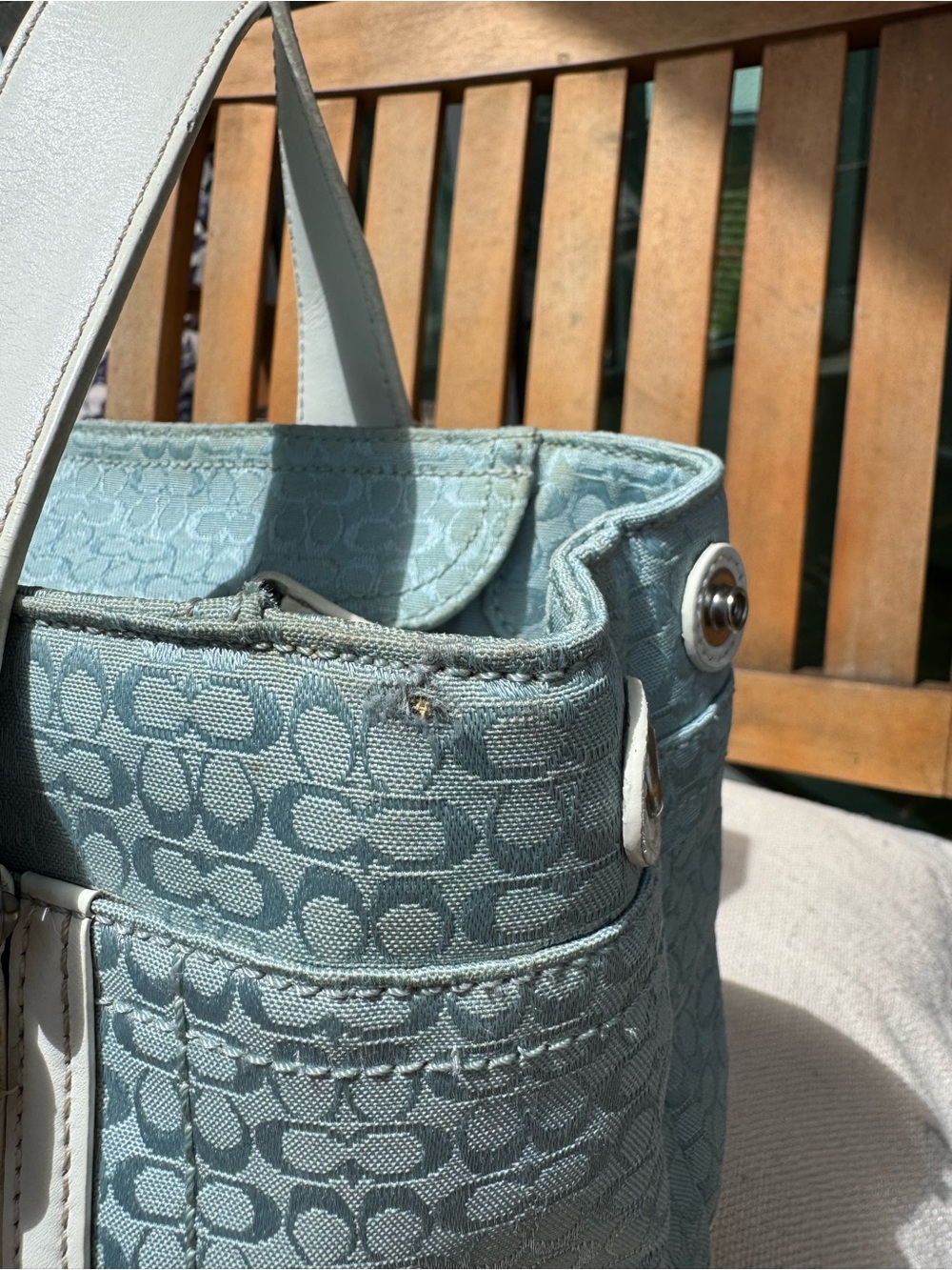 Coach Soho Signature Tote Baby Blue Y2K with COA - Picture 5 of 12
